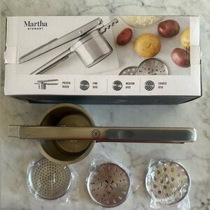 NEW Martha Stewart Silver Potato Ricer w/ 3 stainless steel Discs in box NWT $50